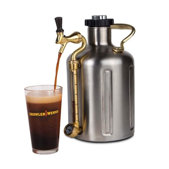 128 oz. Stainless Steel Beer Growler, Double-Wall Vacuum Insulated Carbonated